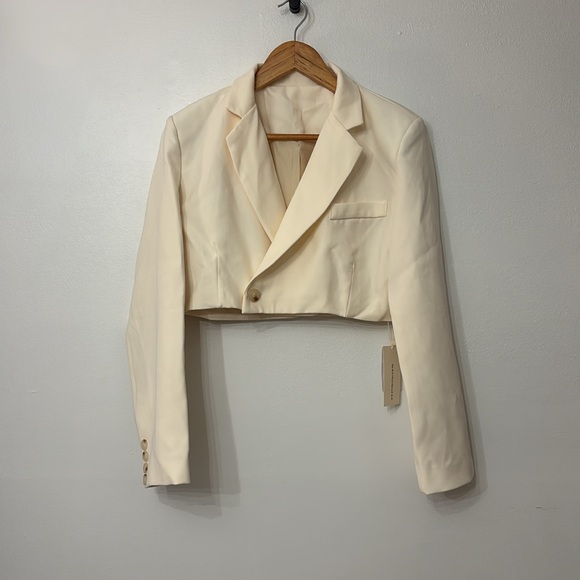 Commense Cropped Blazer Two Piece Wrap Skirt Set - Picture 4 of 9